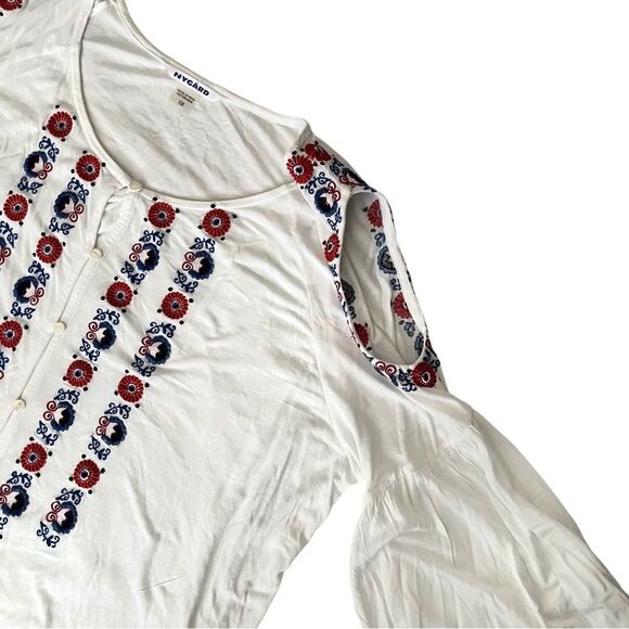 NYGARD White Cold Shoulder Peasant Embroidered Boho Top Plus Size 1X NEW NWT - Picture 4 of 11